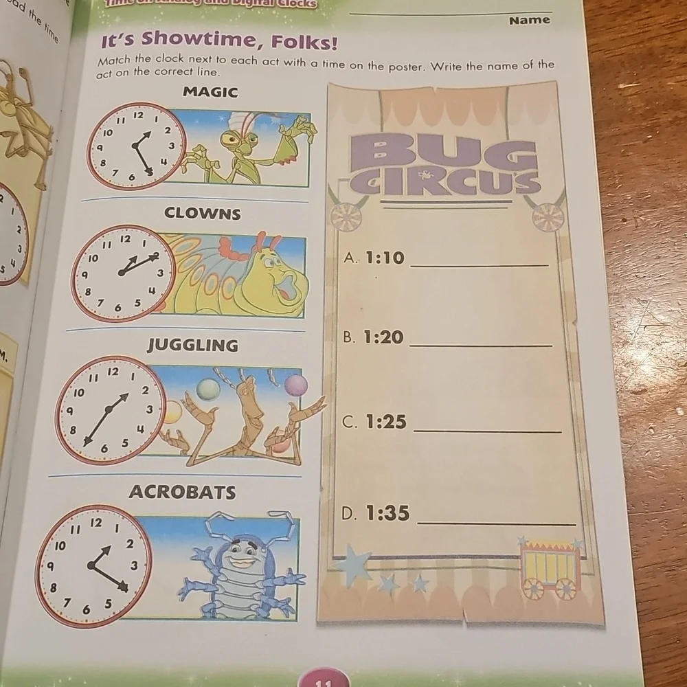 Disney Learning Time & Money Activity Book. Nwots, never used